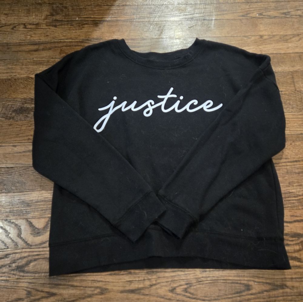 Girls Justice Black Sweater with White Script